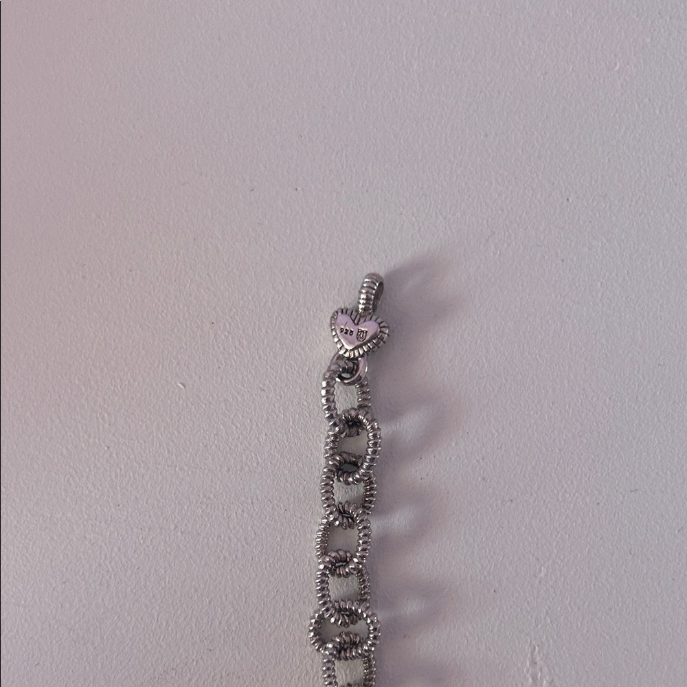Judith Ripka Silver Bracelet with Citrine Yellow Heart Charm Includes Box - Picture 6 of 7